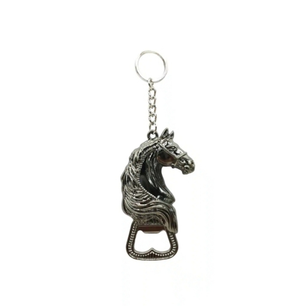 NWT Ashland Silver Metal Horse Head Keychain Bottle Opener
